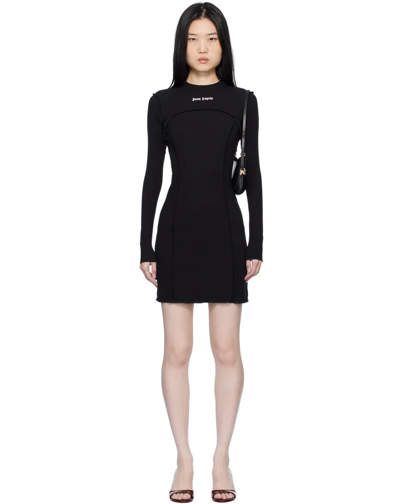 Palm Angels Black Logo Rib Minidress Black