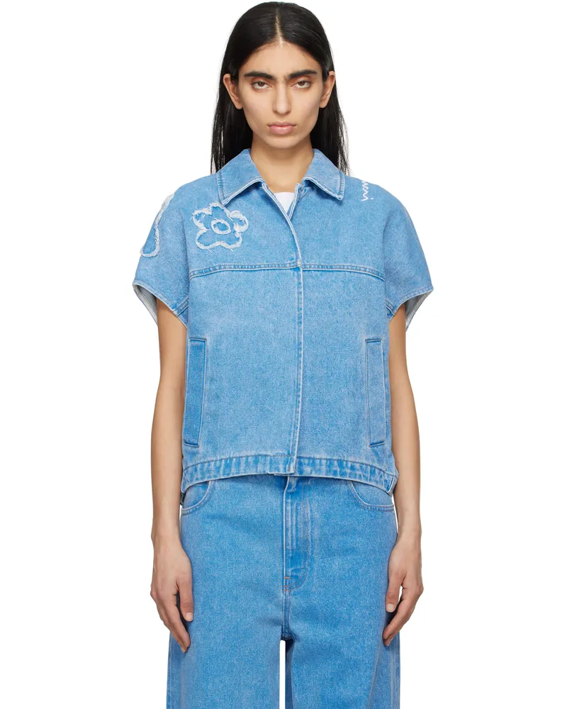 Marni Blue Dilies Patch Denim Vest Pcb44