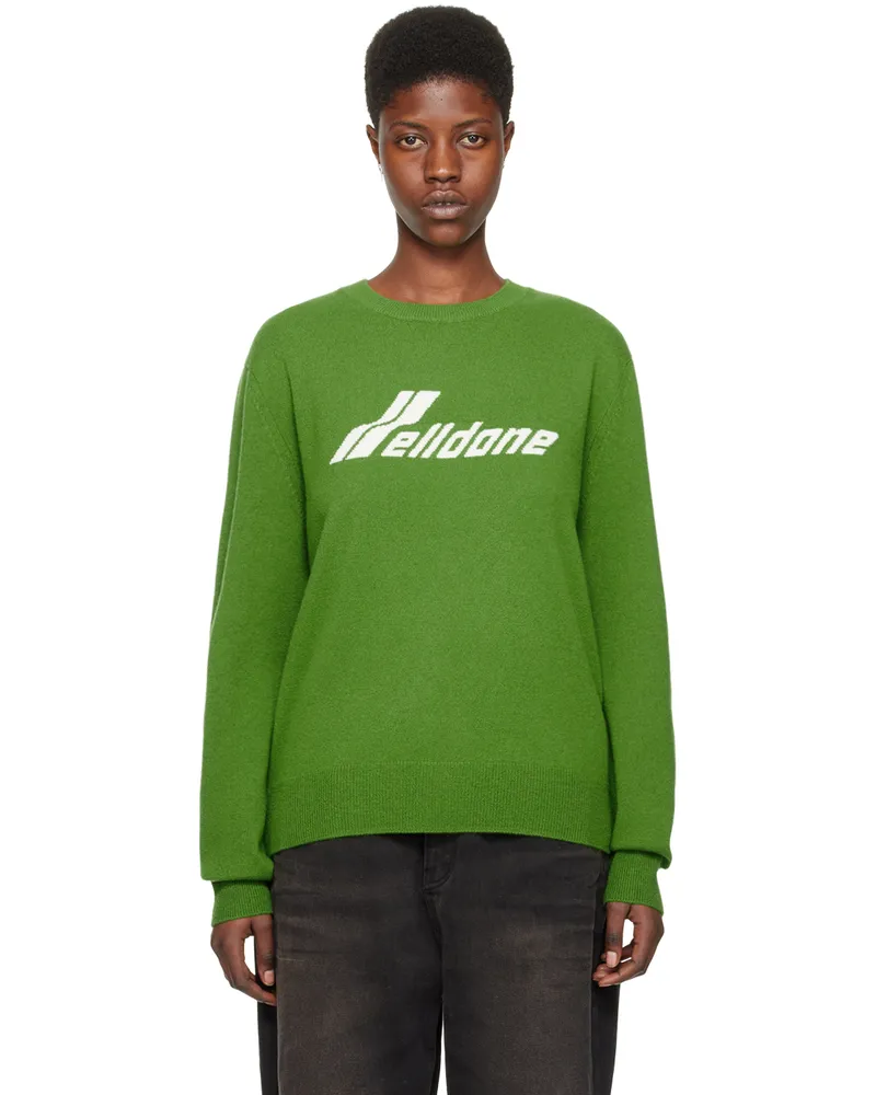 WE 11 DONE Green Jacquard Sweater Olive