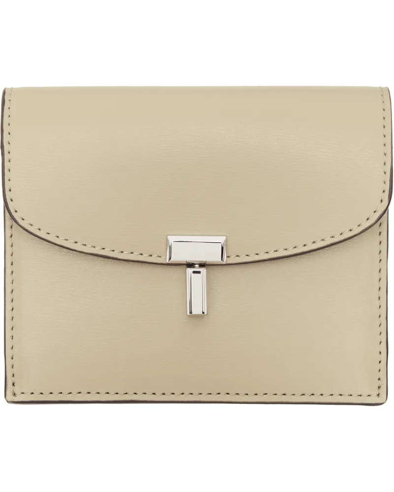 Totême Beige T-Lock Leather Card Holder Fawn