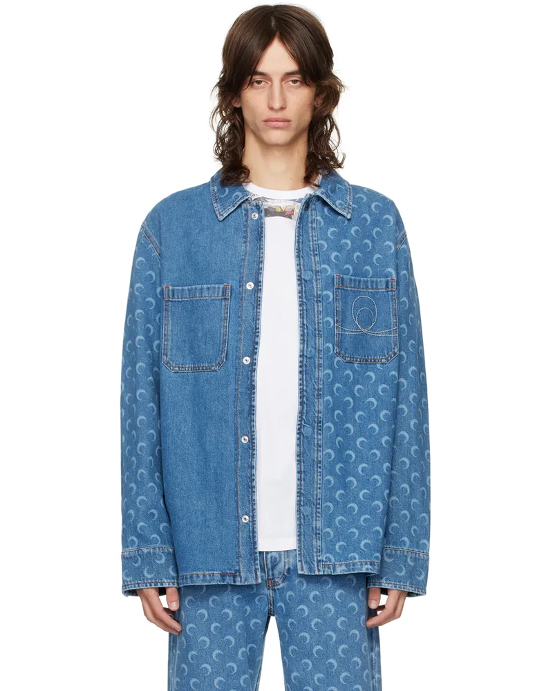 Marine Serre Blue Moon Laser Denim Jacket Bllight