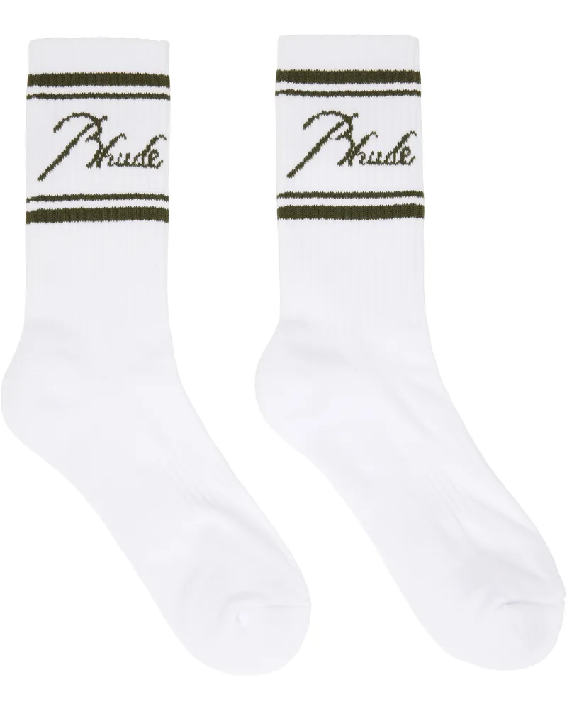 RHUDE White 'Rhude' Script Logo Socks White