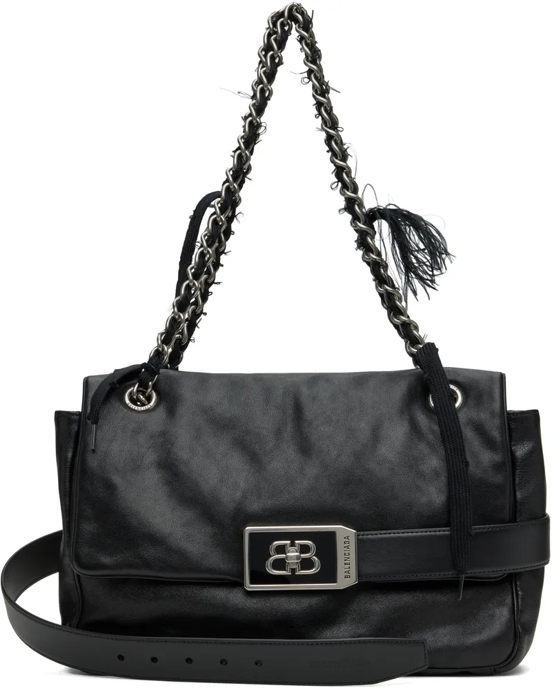 Balenciaga Black Modu Flap Medium Chain Bag 1060