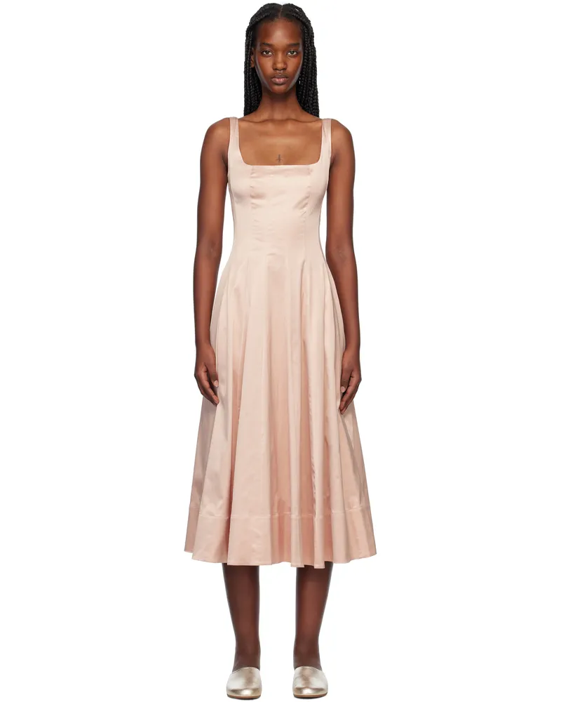 STAUD Pink Wells Midi Dress Bllt