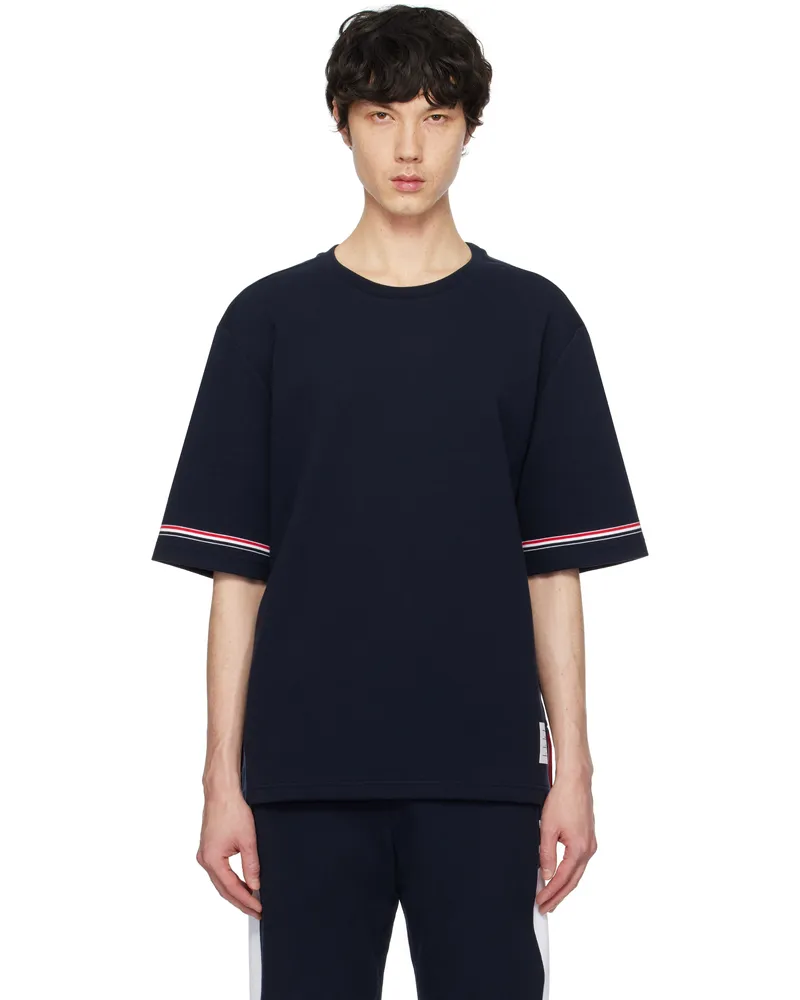 Thom Browne Navy Cotton Rugby Short Sleeve T-shirt 415