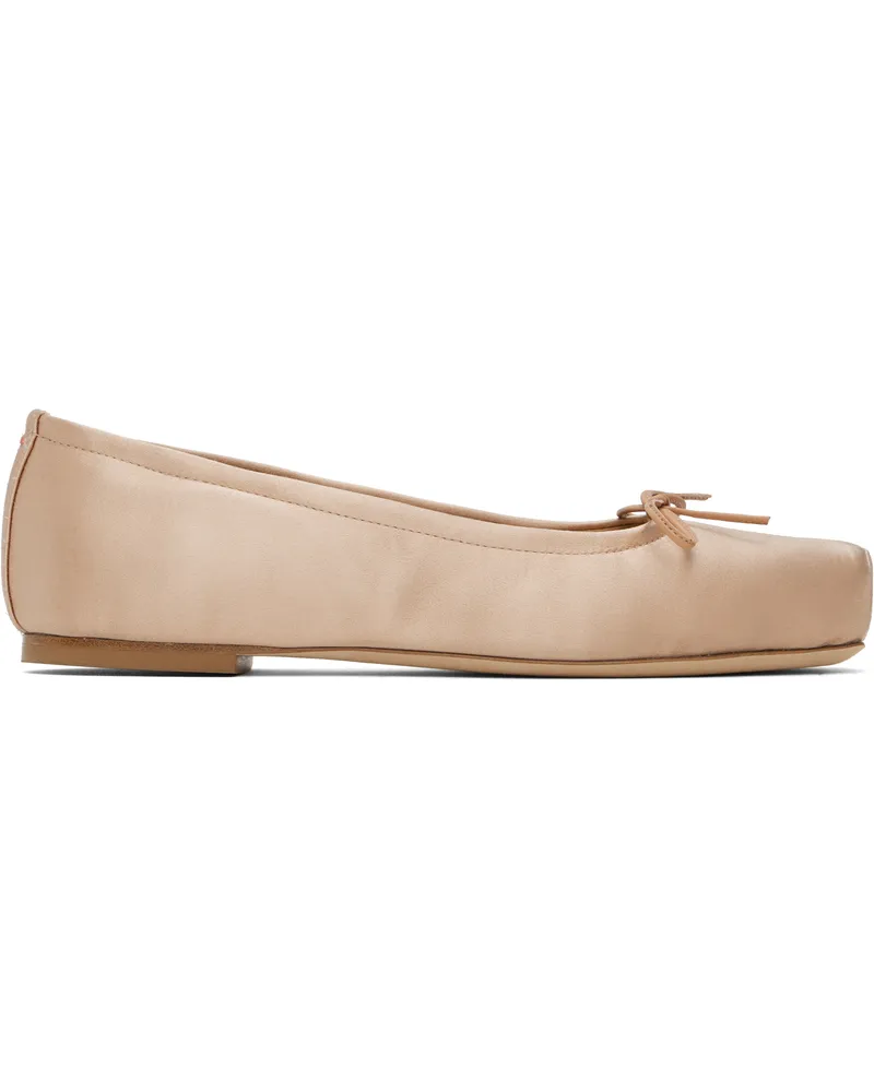 aeyde Pink Gabriella Satin Ballerina Flats Peach