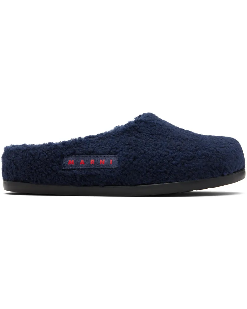Marni Kids Navy Logo Patch Mules Var