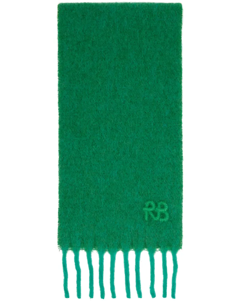 RUSLAN BAGINSKIY Green Fringed Alpaca-Blend Mid Scarf Green