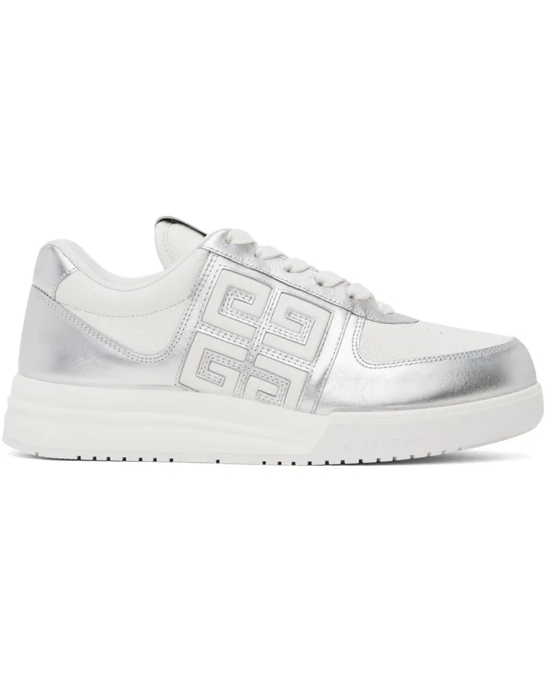 Givenchy White & Silver G4 Sneakers 040-silvery