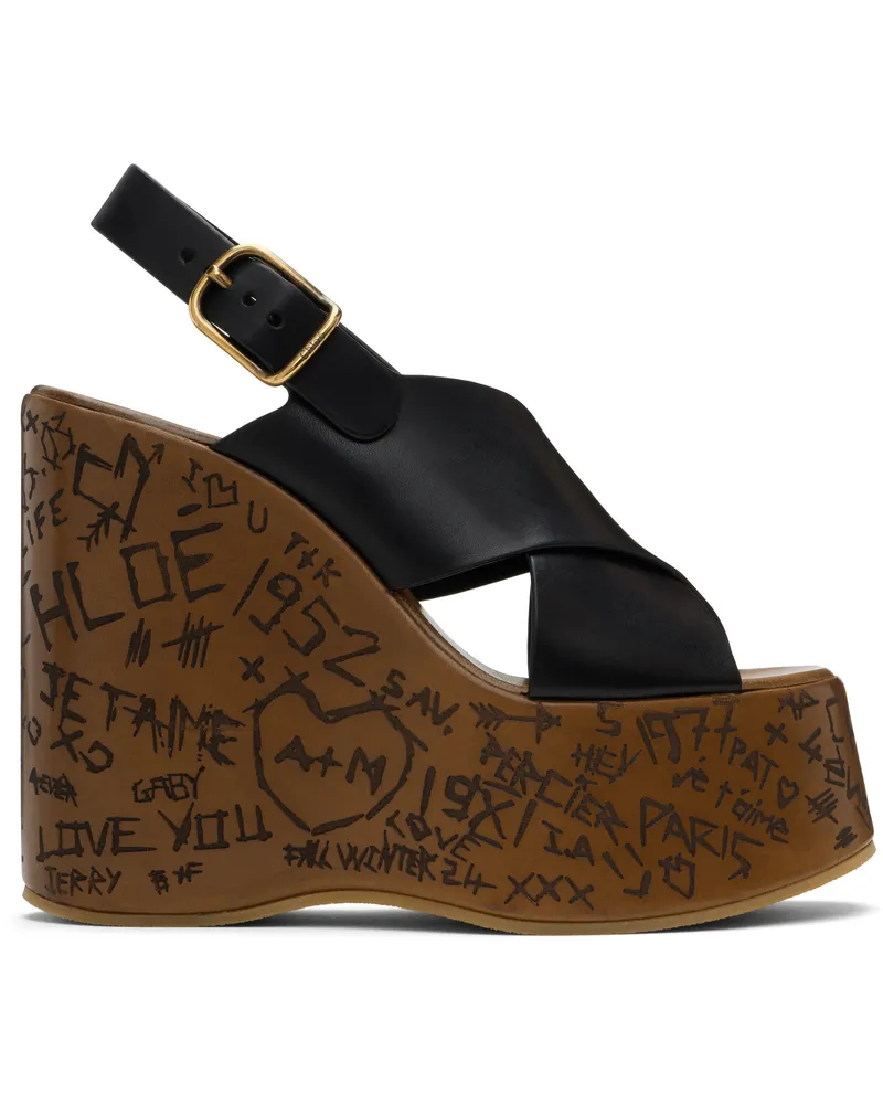 Chloé Black Maxime Wedge Sandals 001