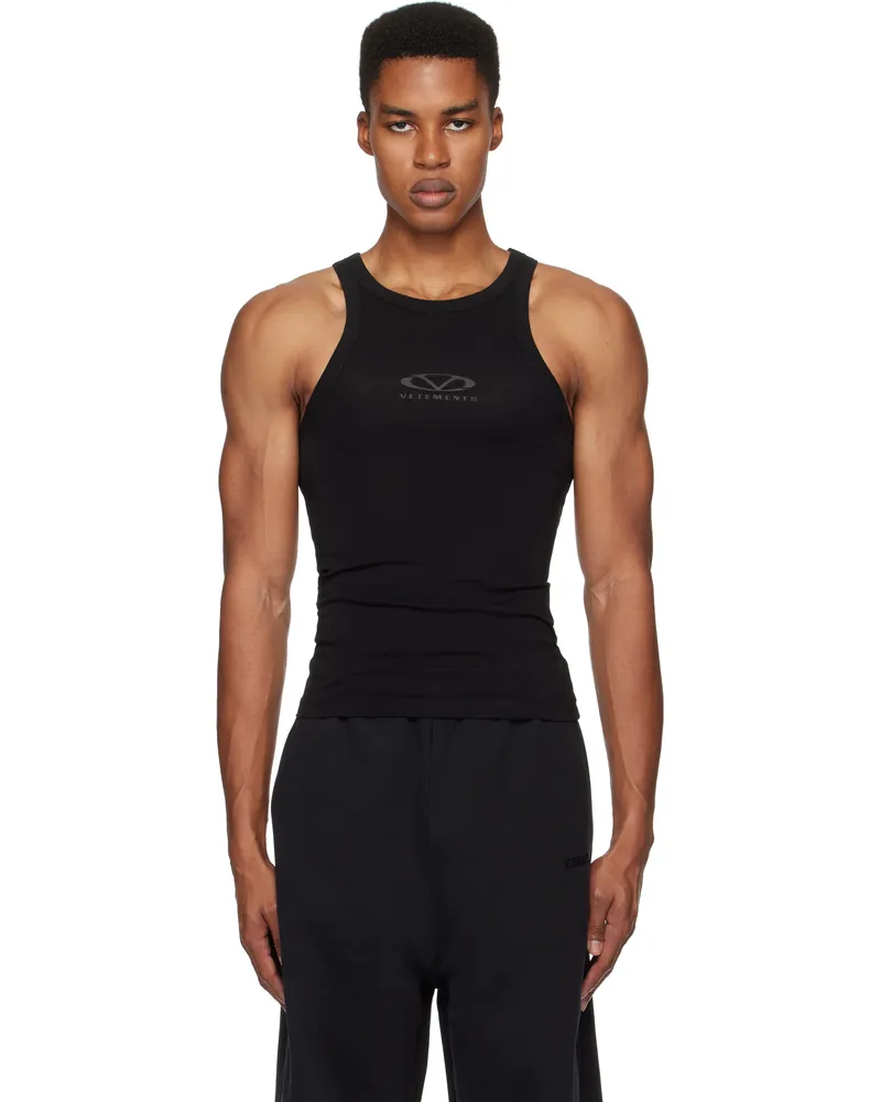 VETEMENTS Black Oval Logo Tank Top Black