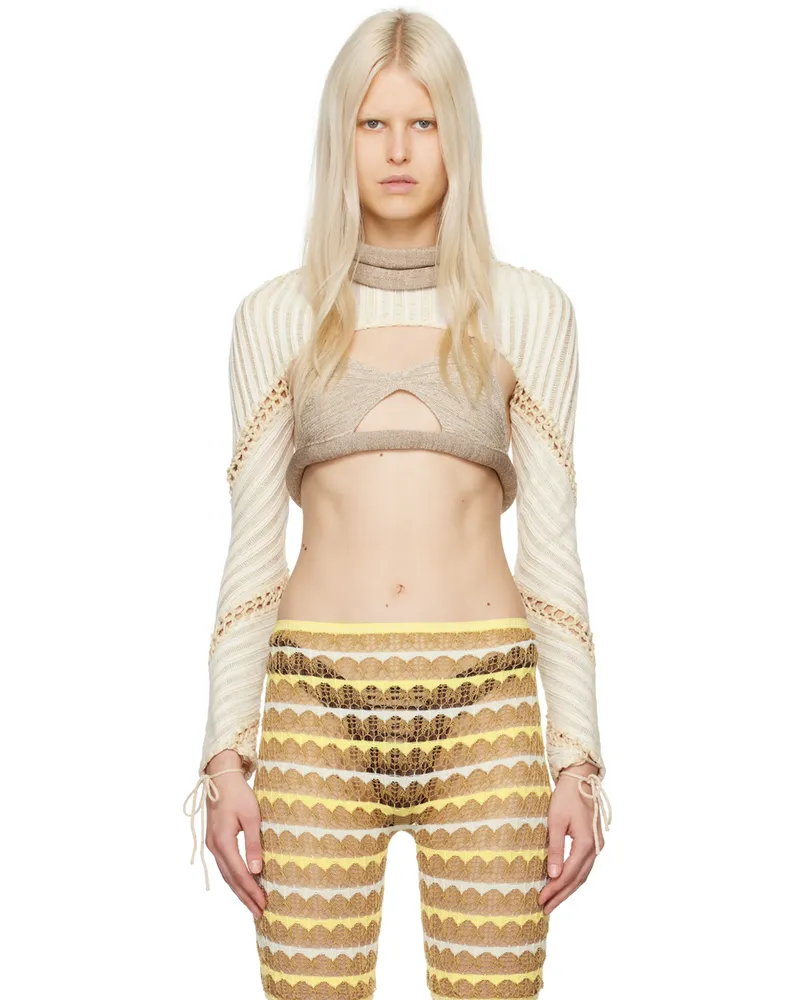 Isa Boulder SSENSE Exclusive Beige Spiral Reversible Bolero Calico
