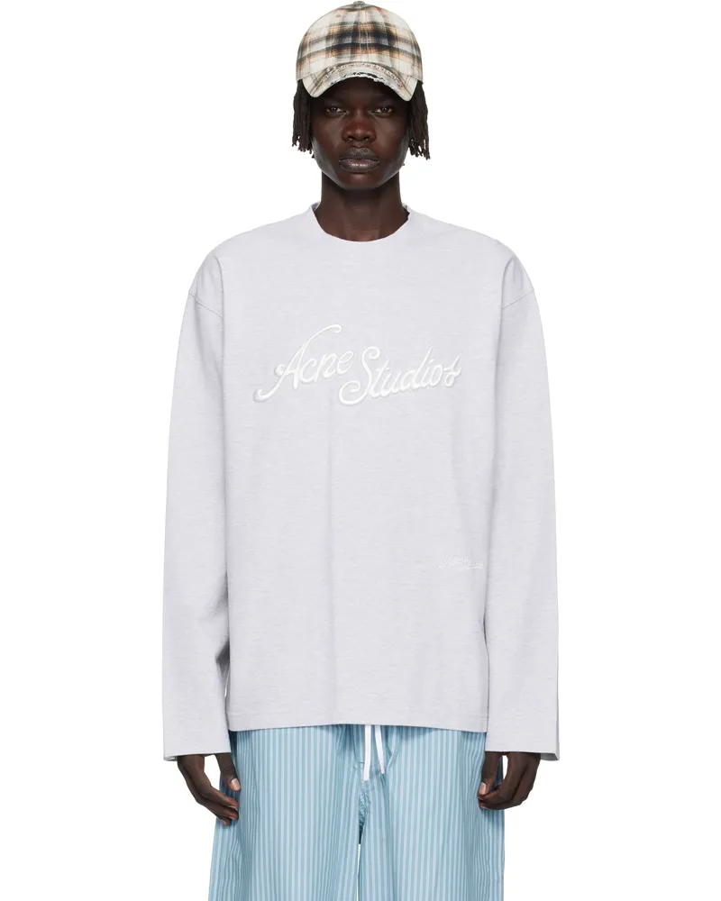 Acne Studios Gray Embroidered-Logo T-shirt 92h