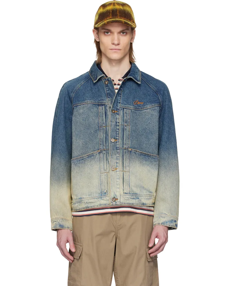 Dime Blue Faded Denim Jacket Sandblasted