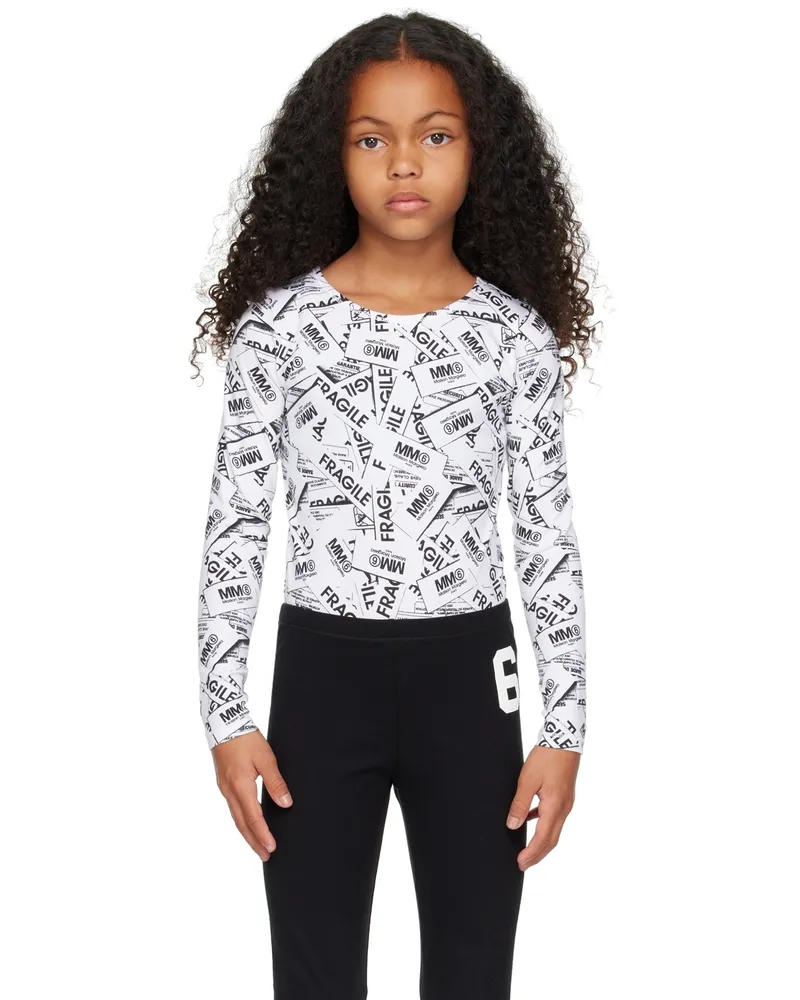 Maison Margiela Kids White Fragile Logo Bodysuit M6100