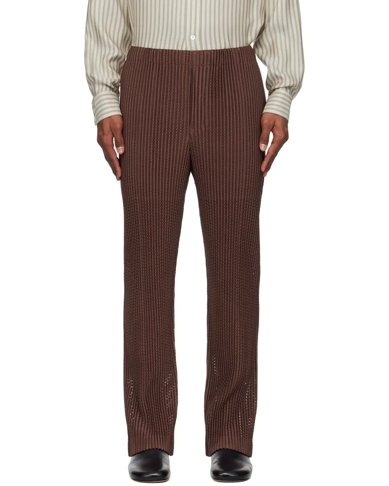 Issey Miyake Brown Outer Mesh Trousers 44-brown