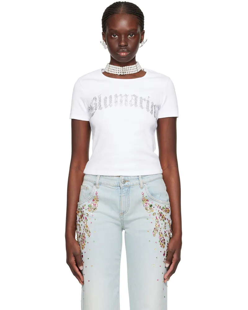 Blumarine White Crystal-Cut T-Shirt N0100