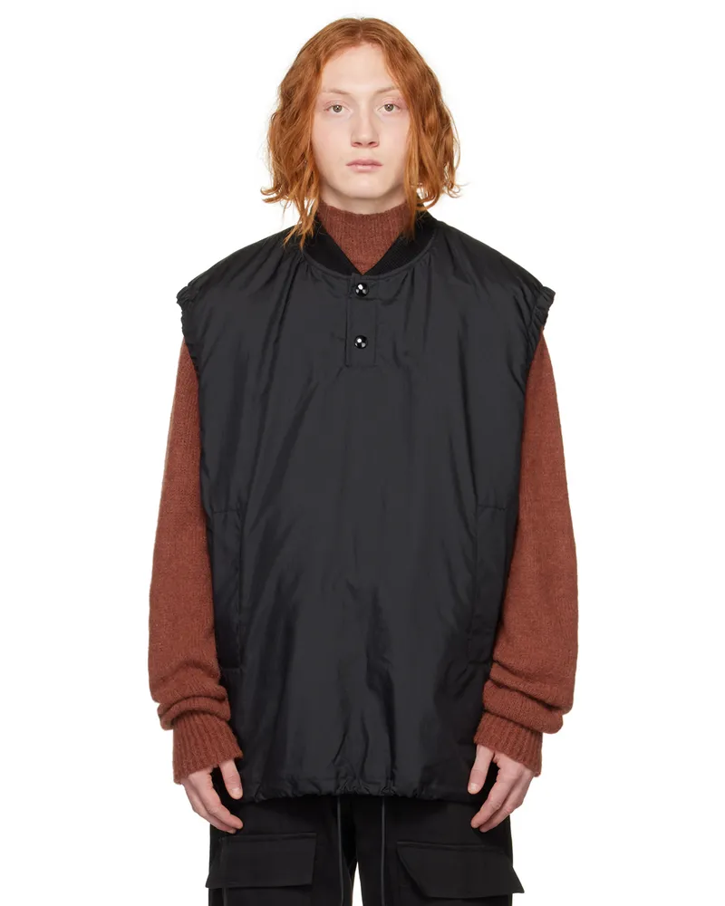Dries van Noten Black Stand Collar Vest 900