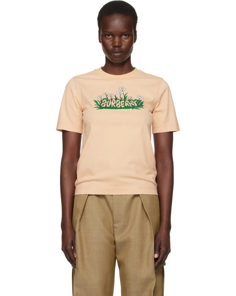 Burberry Beige Daisy Logo Cotton T-shirt Teacup