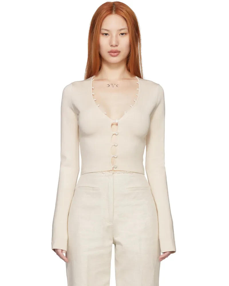 Nanushka Off-White Danique Cardigan Shiny