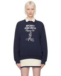 SPORTY & RICH Navy Running Man Sweatshirt Navy