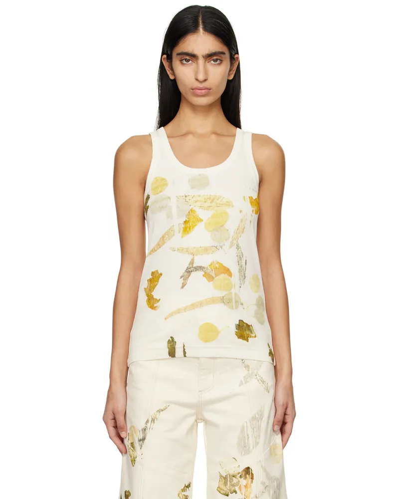 Feng Chen Wang Off-White Printed Tank Top White