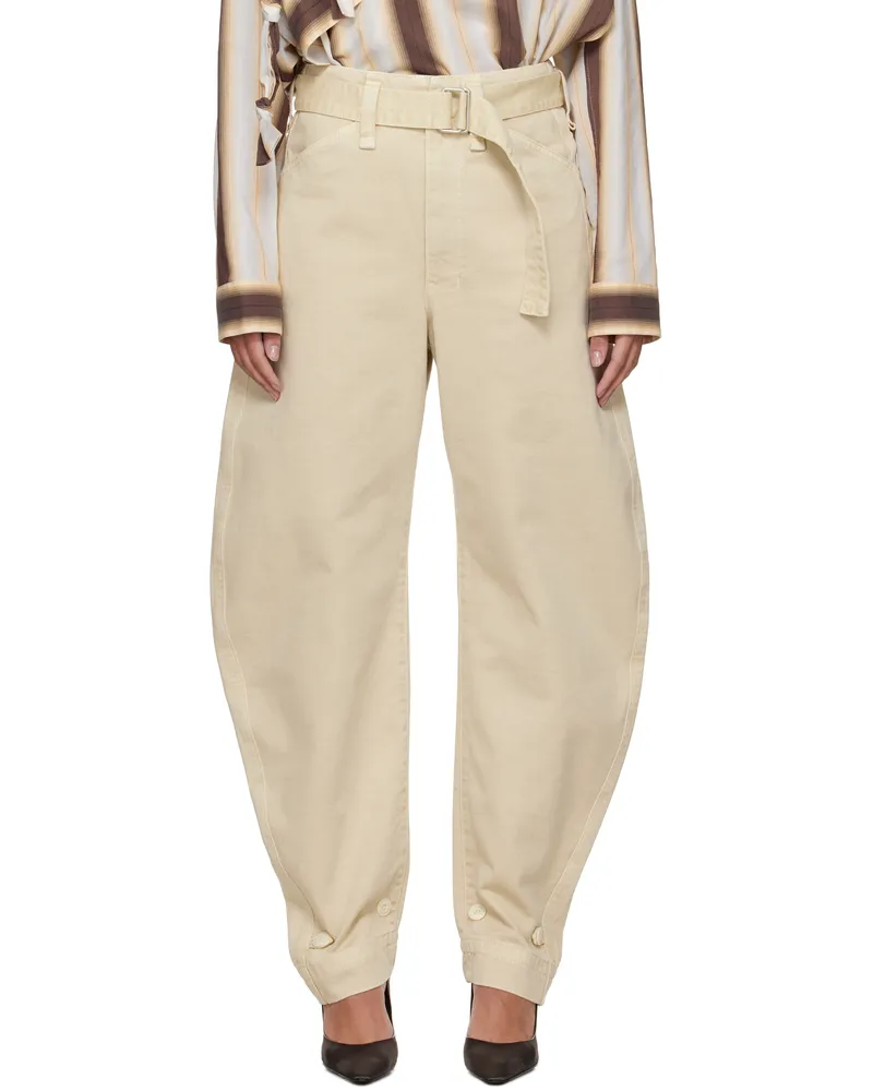 Christophe Lemaire Beige Belted Tapered Jeans Bg231