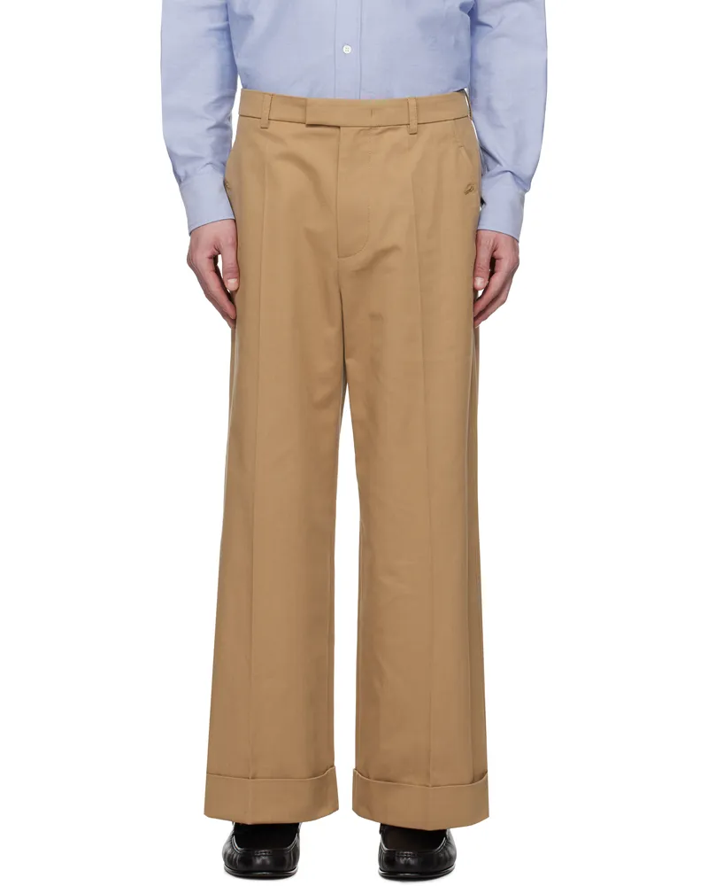 Valentino Garavani Tan Cotton Gabardine Trousers Lc0