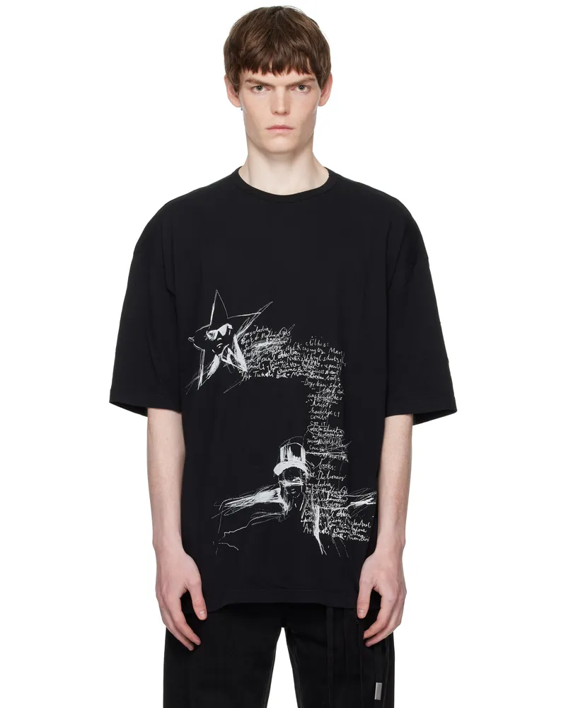 Ann Demeulemeester Black Dieter Sketchbook High Comfort T-Shirt Black