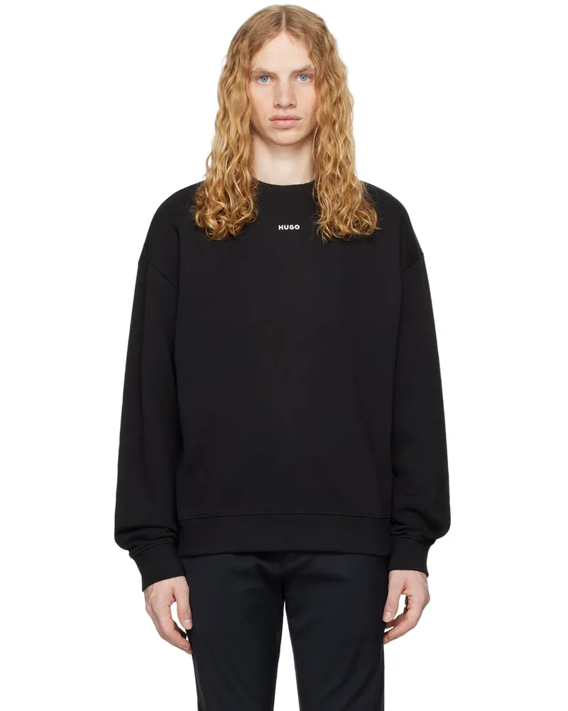 HUGO BOSS Black Cotton-Terry Logo Sweater 001-black
