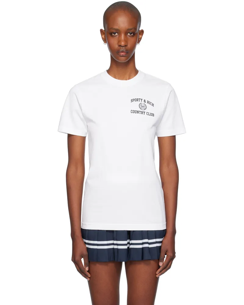 SPORTY & RICH White Varsity Crest T-shirt 48