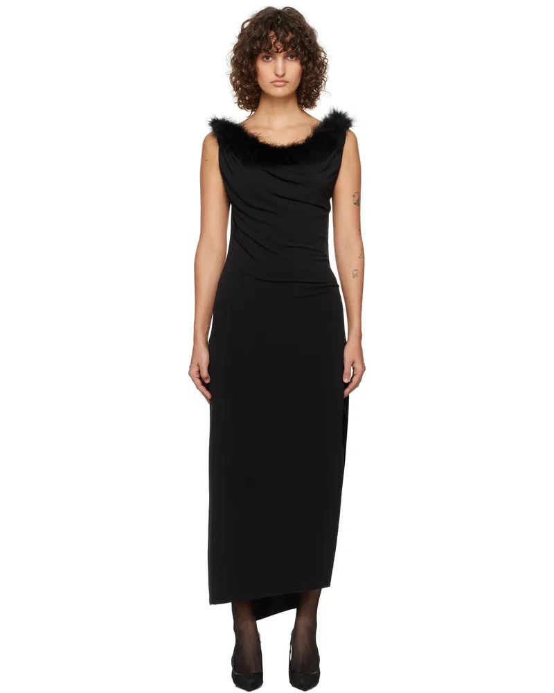 COPERNI Black Boa Jersey Midi Dress Black