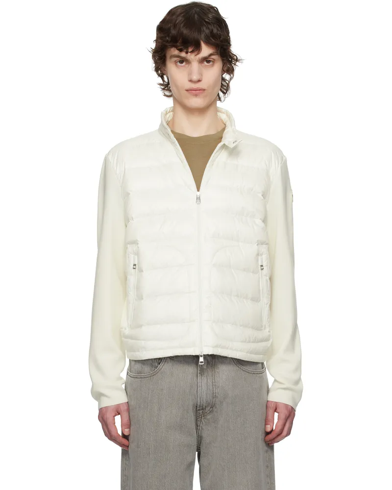 Moncler White Padded Wool Zip-Up Down Jacket 032