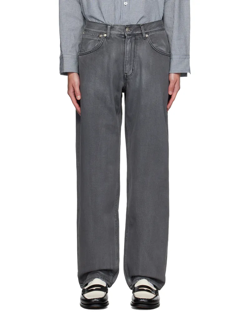 AFTER PRAY Gray Coated Wide Jeans Gray