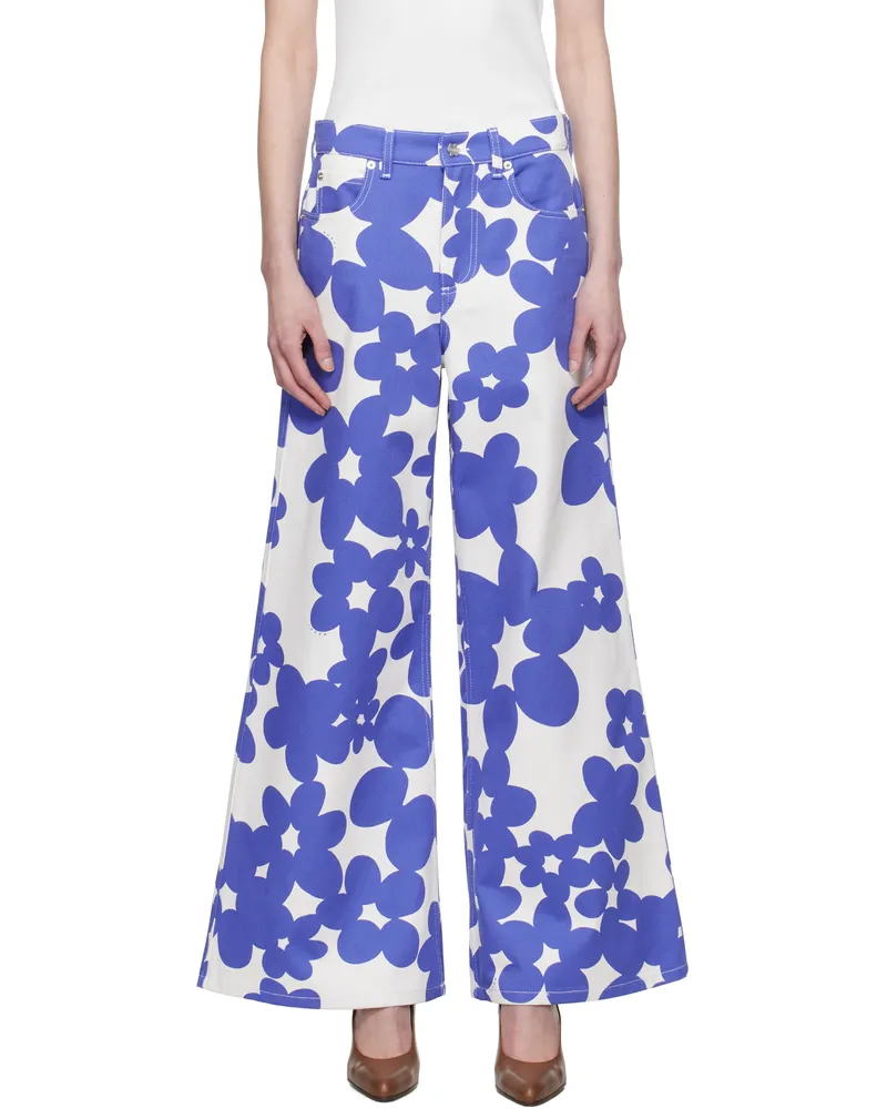 Marni Blue & White Dillies Print Trousers Dib26