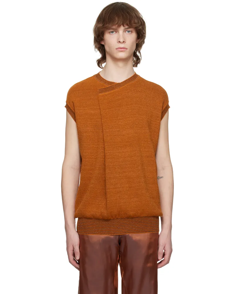 Bianca Saunders Orange Layered Collar Vest Orange