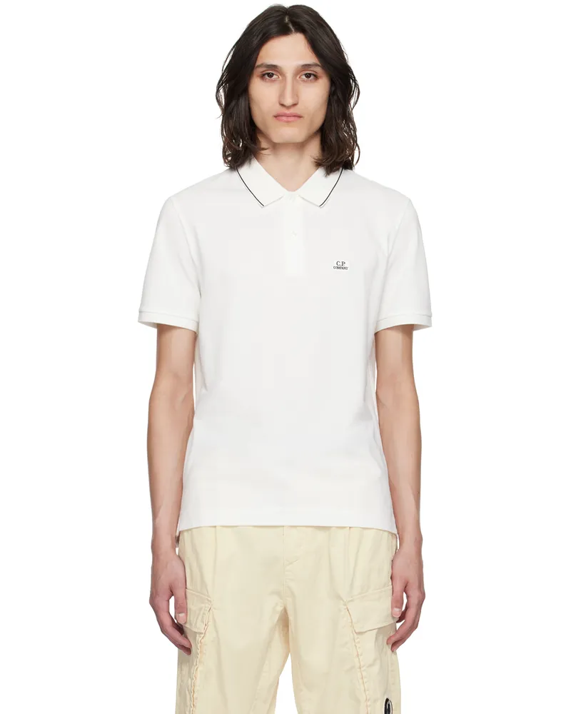 C.P. Company White Patch Polo Gauze