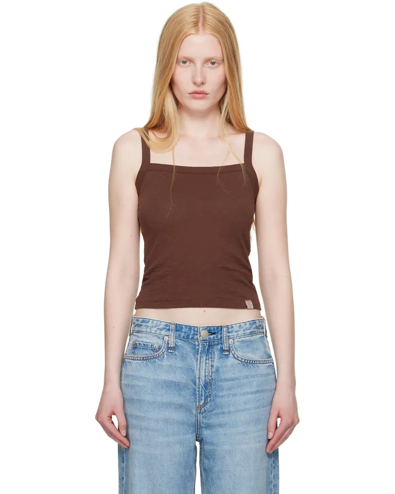 Rag & Bone Brown 'The Slub Square Neck' Tank Top Wrmbr