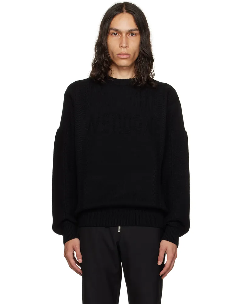 WE 11 DONE Black Square Patch Sweater Black
