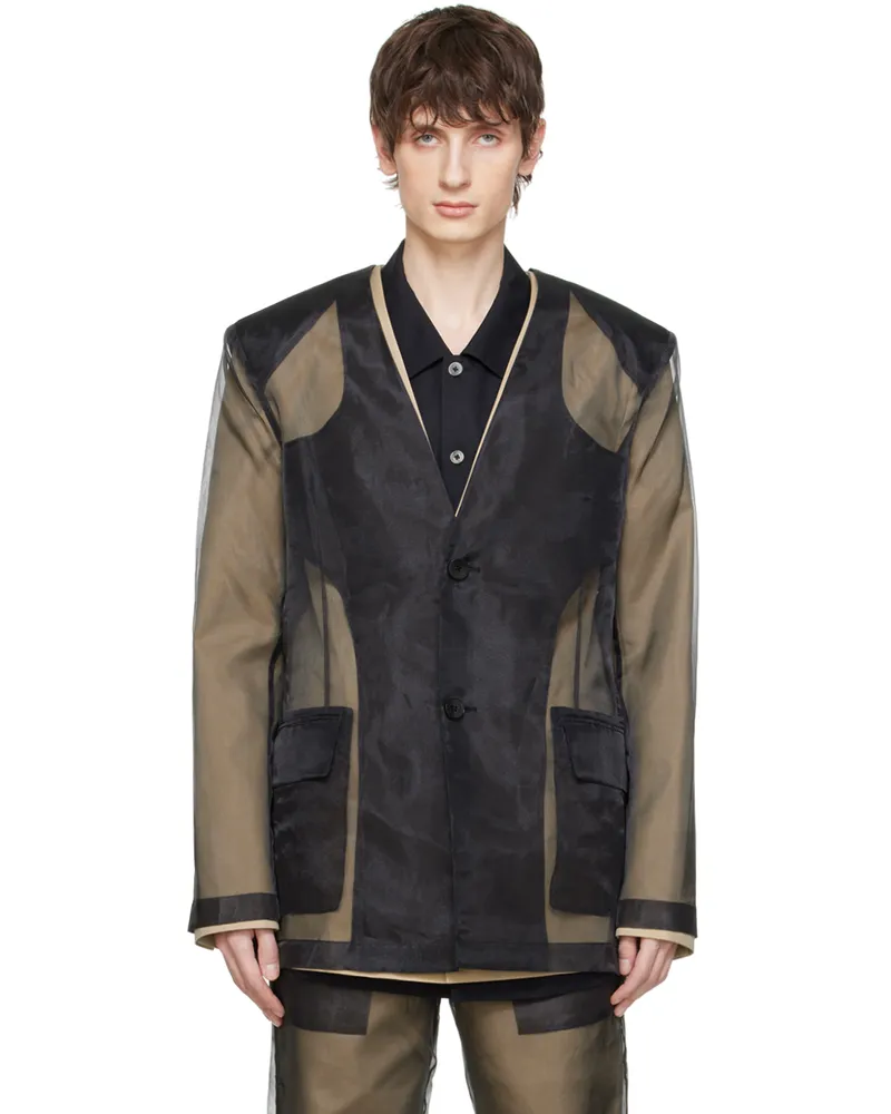 Feng Chen Wang Black Layered Blazer Black