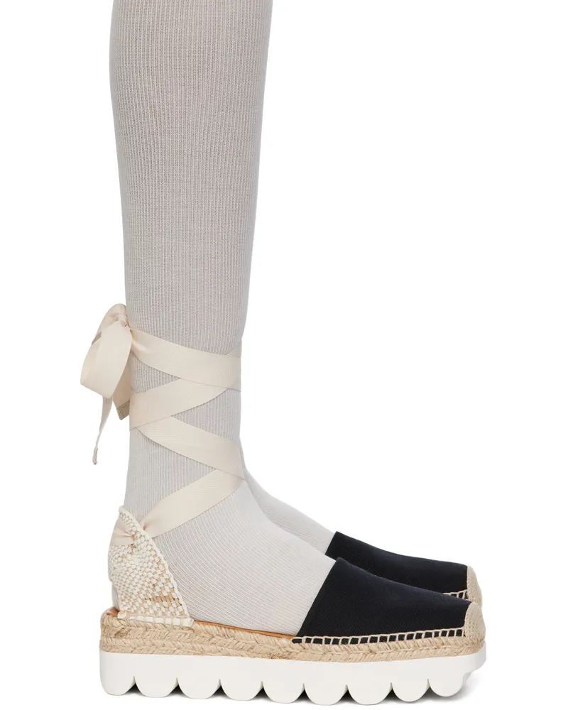 Marni Black & Off-White Slingback Espadrilles 00n99