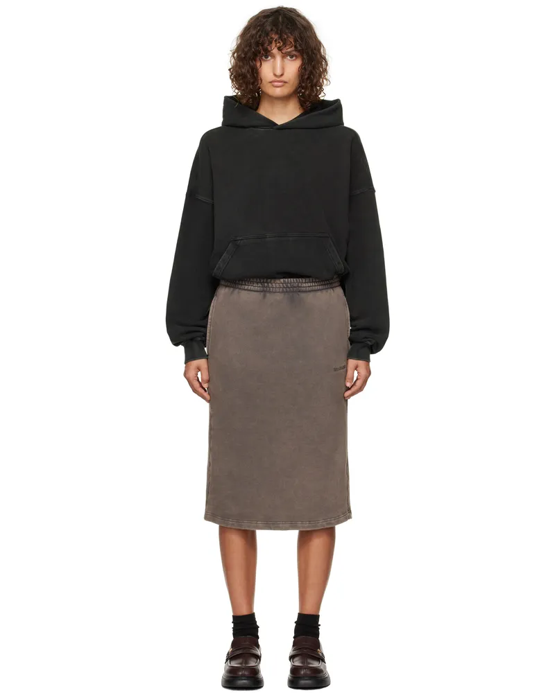 WE 11 DONE Black & Brown Layered Hoodie Midi Dress Black