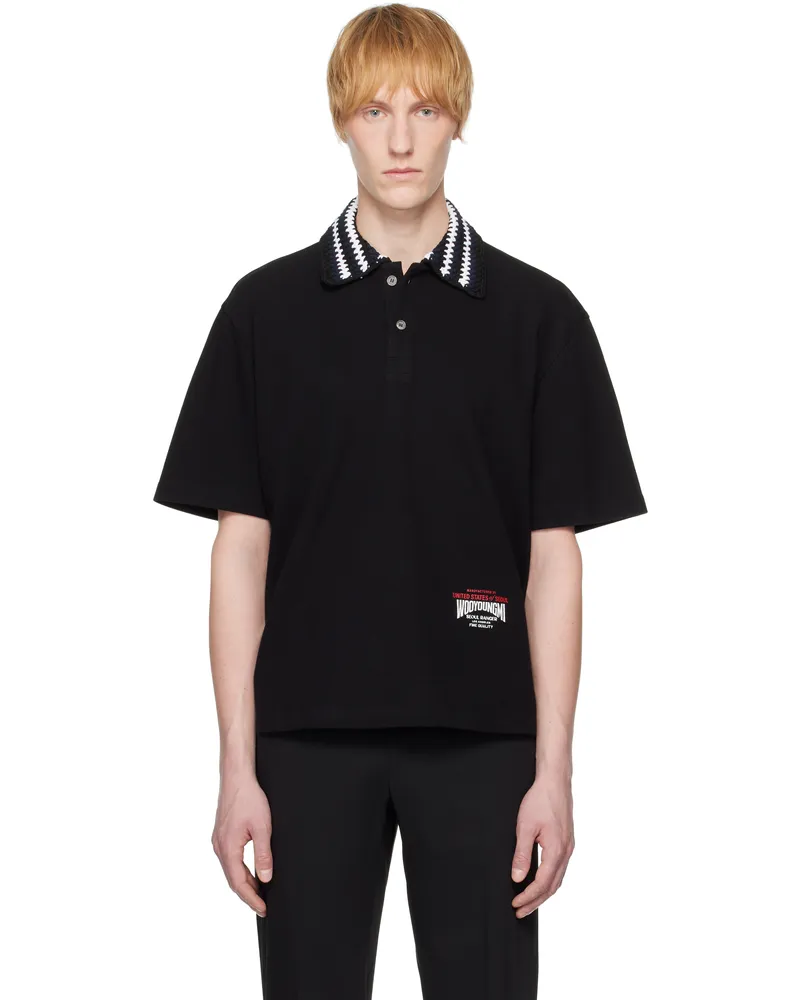 Wooyoungmi Black Knit Collar Polo Black741b