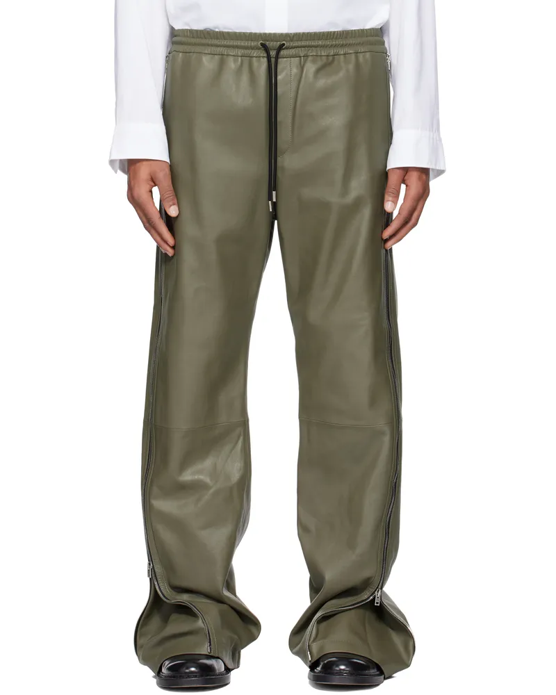 Acne Studios Green Zip Leather Pants Abb