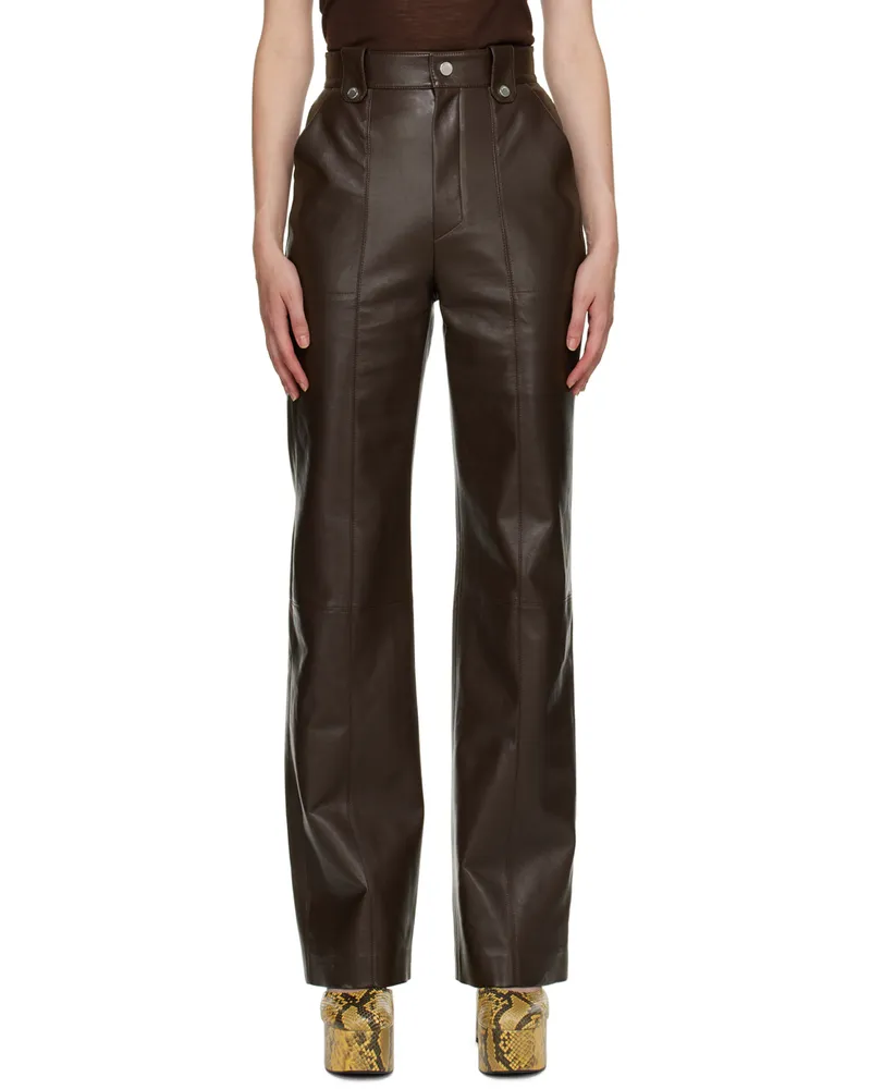 Nanushka Brown Zelda Regenerated Leather Pants Dark