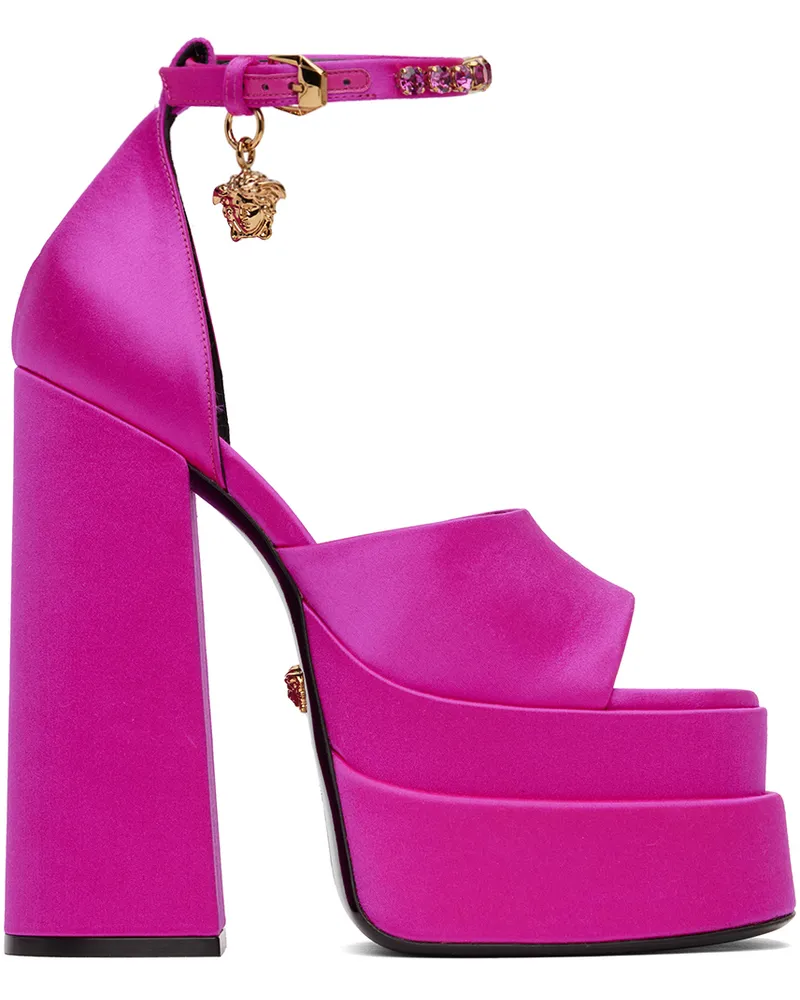 Versace Pink Medusa Aevitas Platform Heeled Sandals 1pa4v
