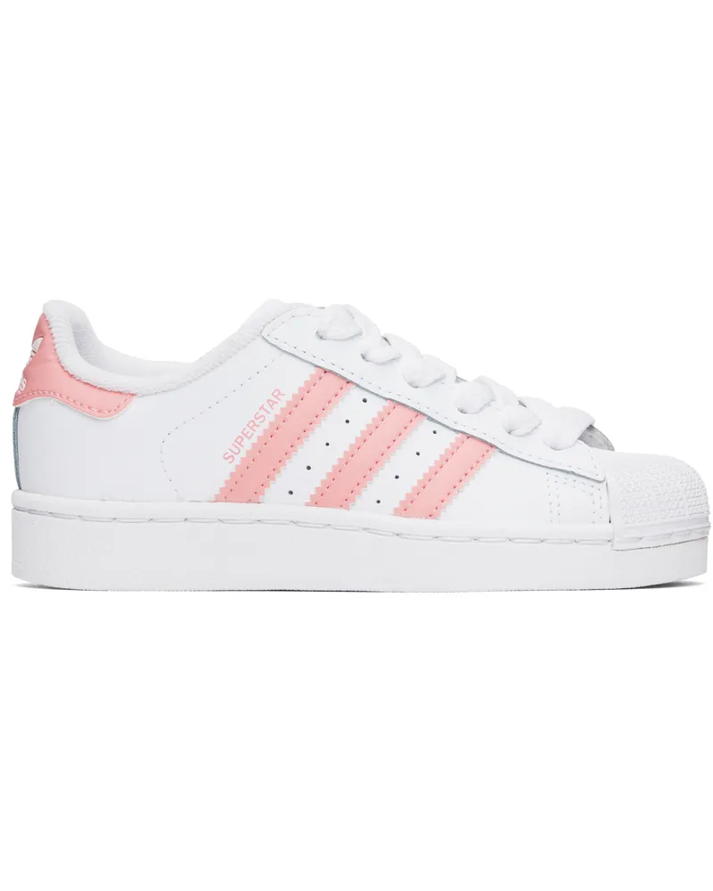 adidas Little Kids White & Pink Superstar II Sneakers Ftwr