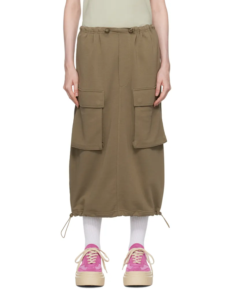 Maison Margiela Khaki Flap Pocket Midi Skirt 741