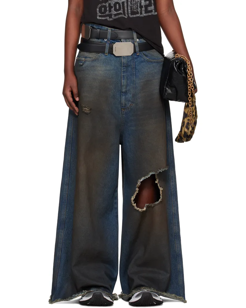 LU'U DAN Blue Dumpster Denim Jeans Dirty
