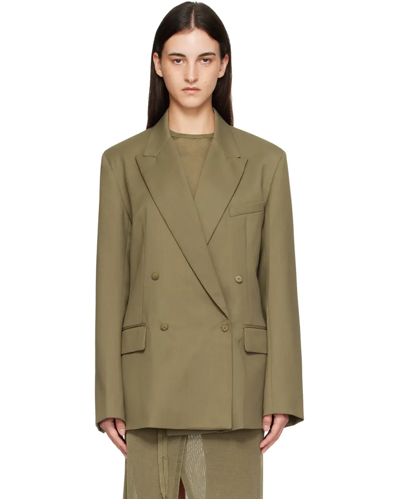 FRANKIE Shop Khaki Newark Double Breasted Blazer 404